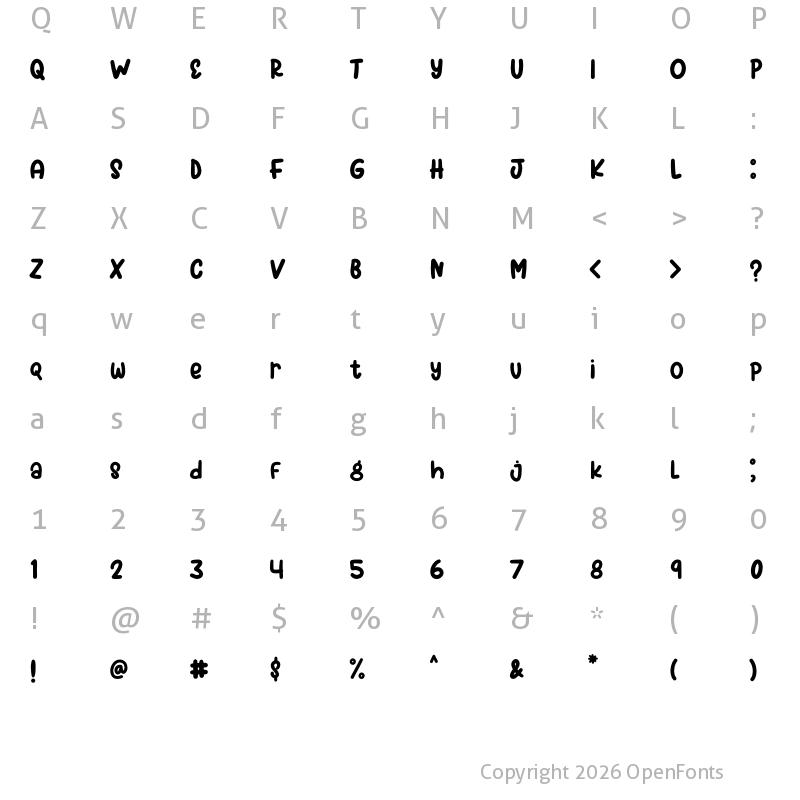 Character Map of Spring Bubbles Regular
