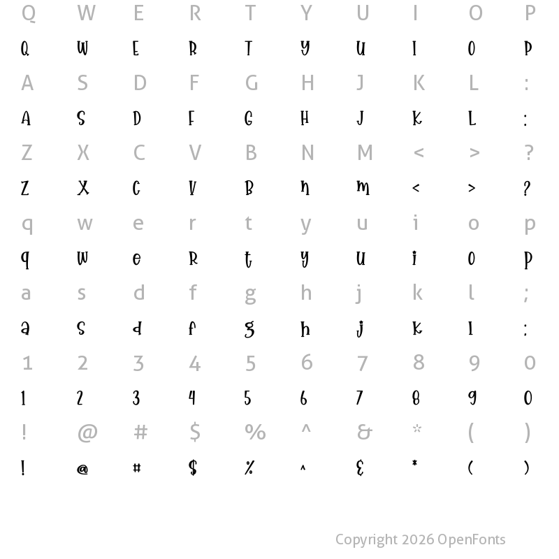 Character Map of Spring Story Regular