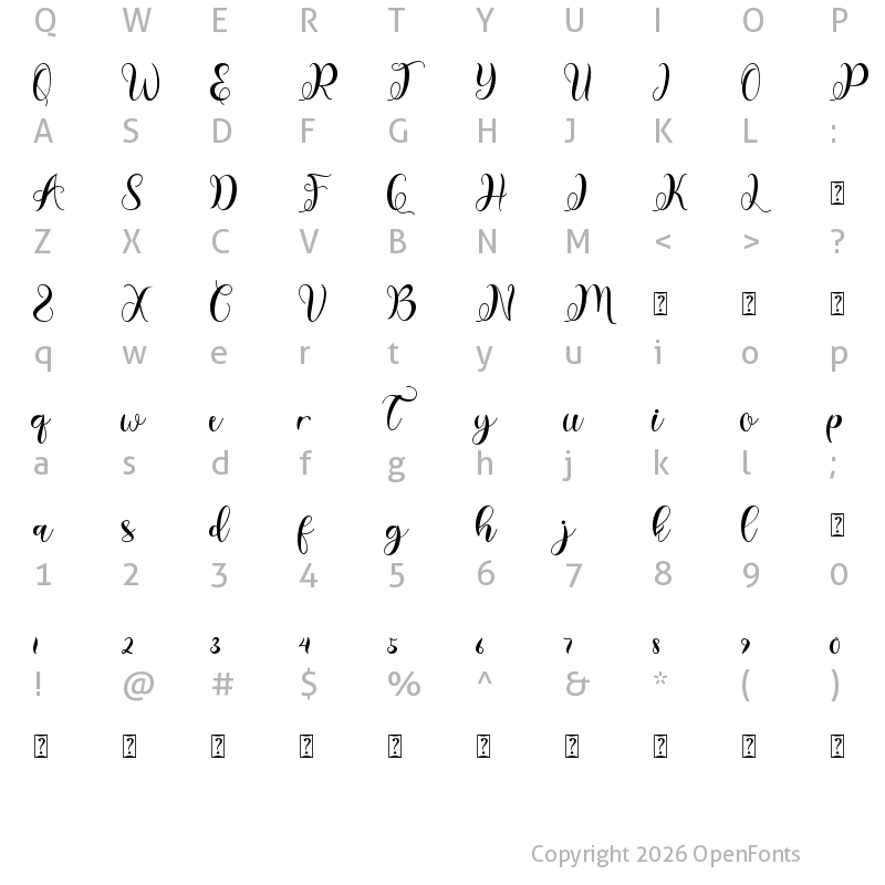 Character Map of Spring Style Regular