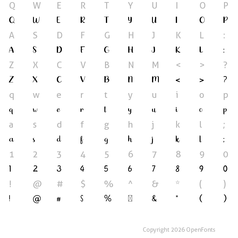 Character Map of Springlake Script
