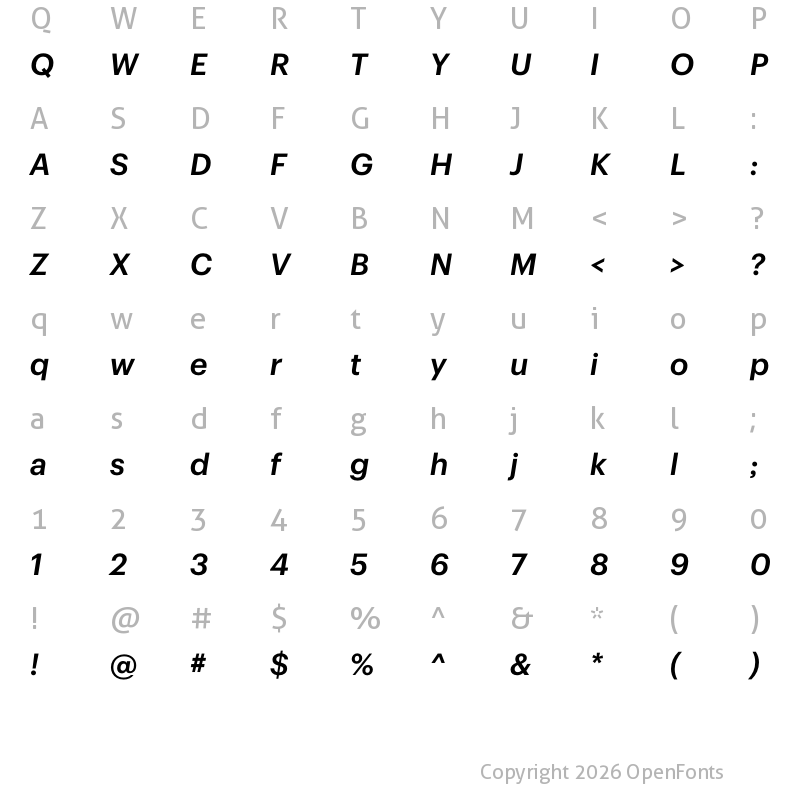 Character Map of Sprint Sans Medium Italic