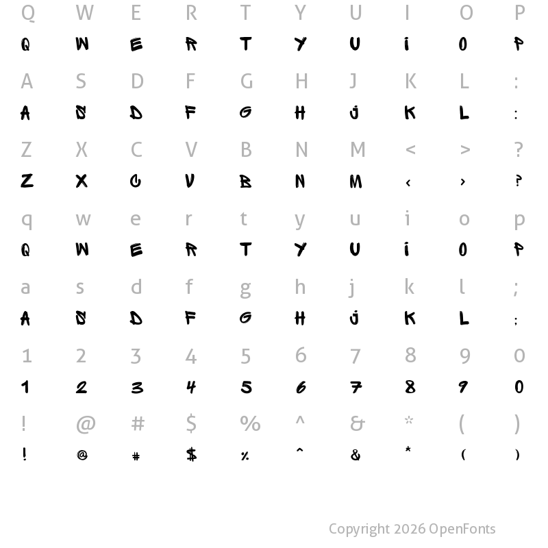 Character Map of Sprite Graffiti Regular