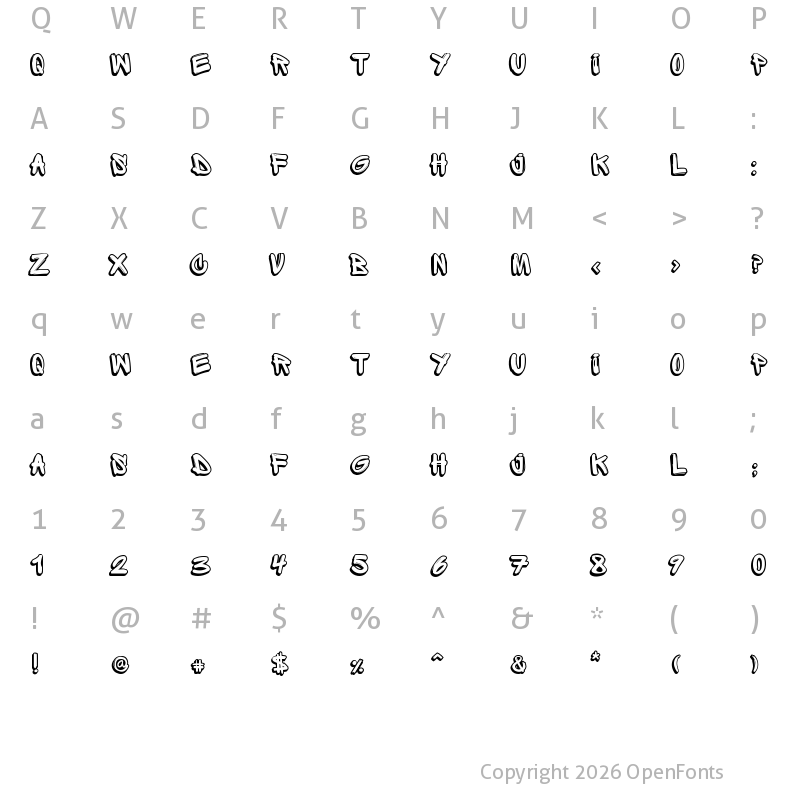 Character Map of Sprite Graffiti Shadow