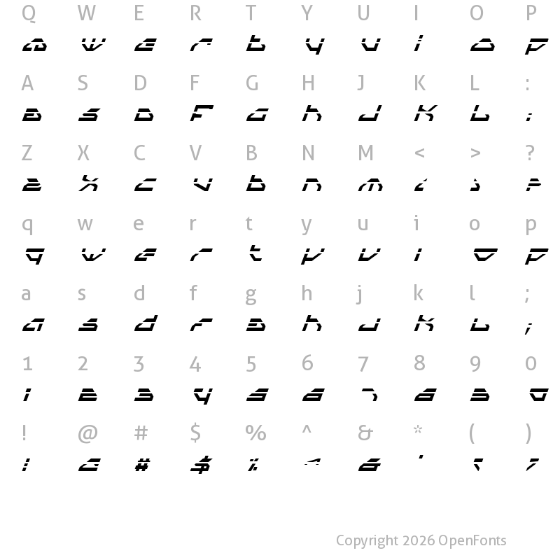 Character Map of Spylord Laser Italic Laser Italic