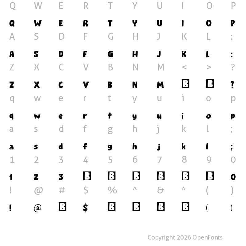 Character Map of Square Beat DEMO Regular