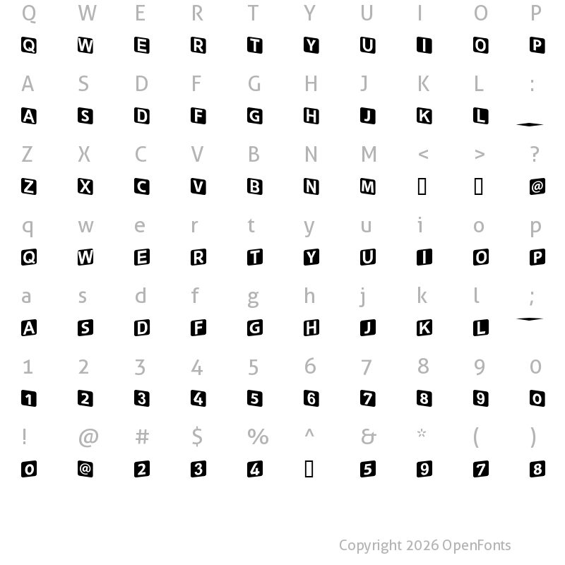 Character Map of square kids Regular