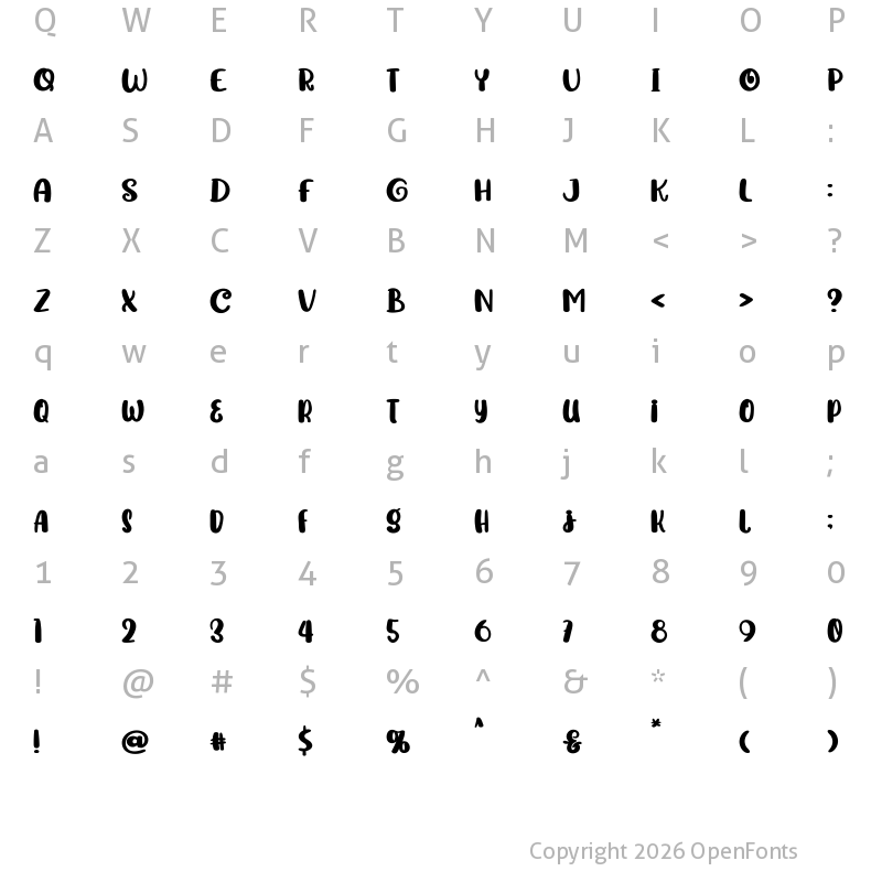 Character Map of Squeezy FREE Regular