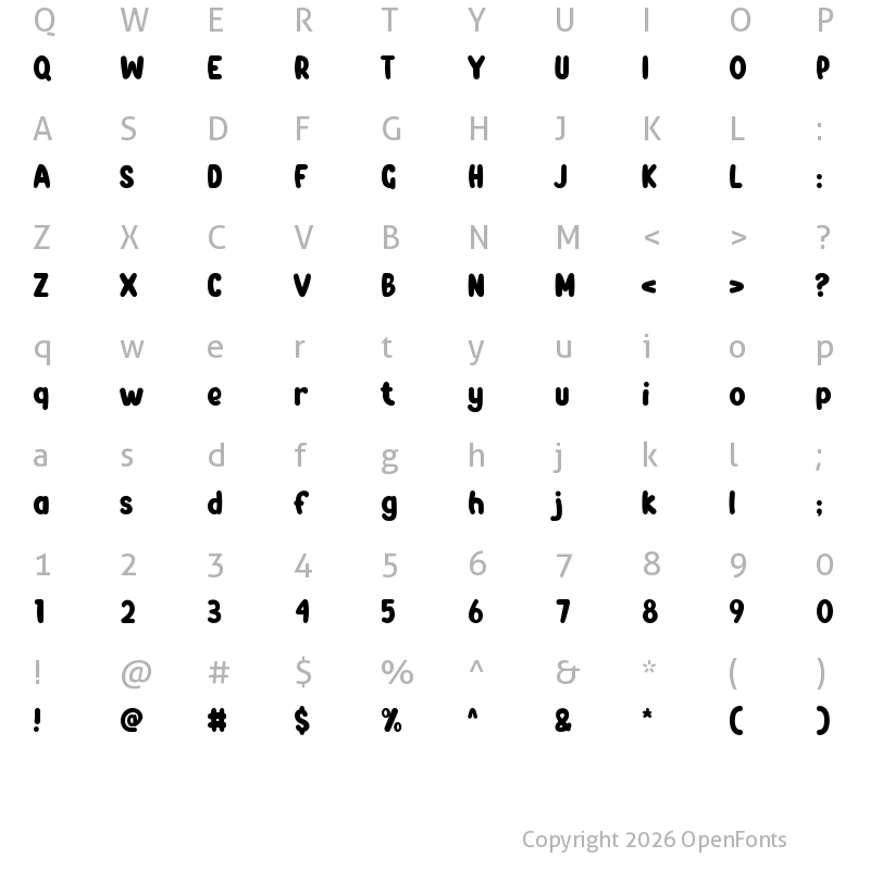 Character Map of Squishy Blue Regular