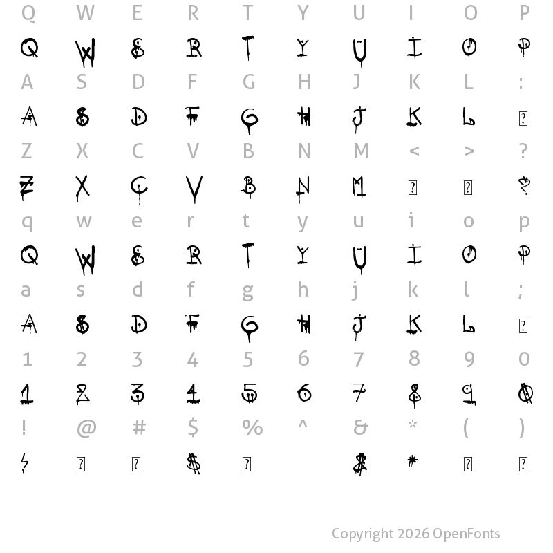 Character Map of SQZR Regular