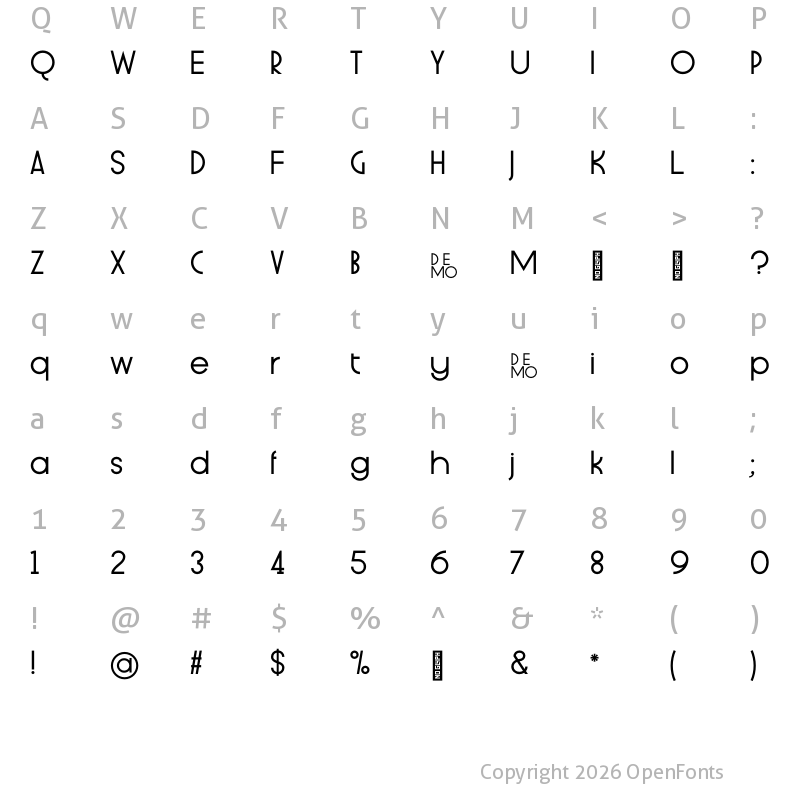 Character Map of ST Plato Sans Display DEMO Heavy