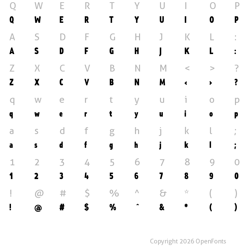 Character Map of St Transmission 900 Condensed ExtraBold