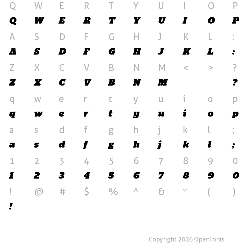 Character Map of Stag Black Italic