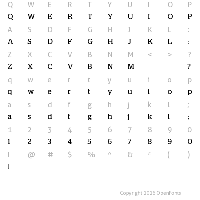 Character Map of Stag Regular