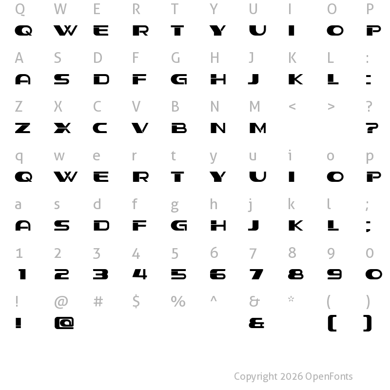 Character Map of Stage Book Regular