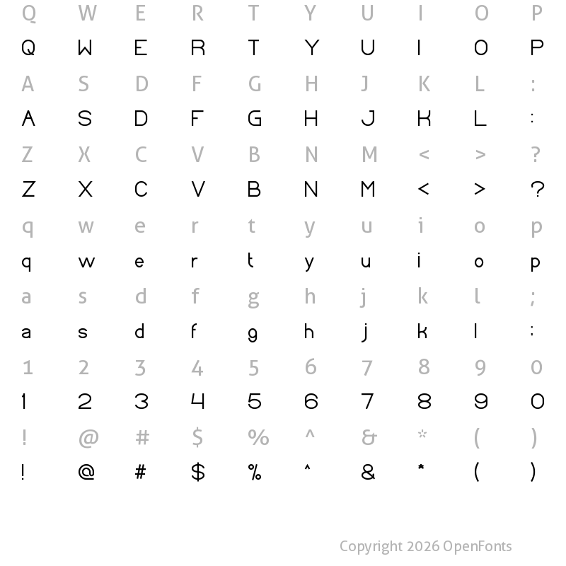 Character Map of Standard International Regular