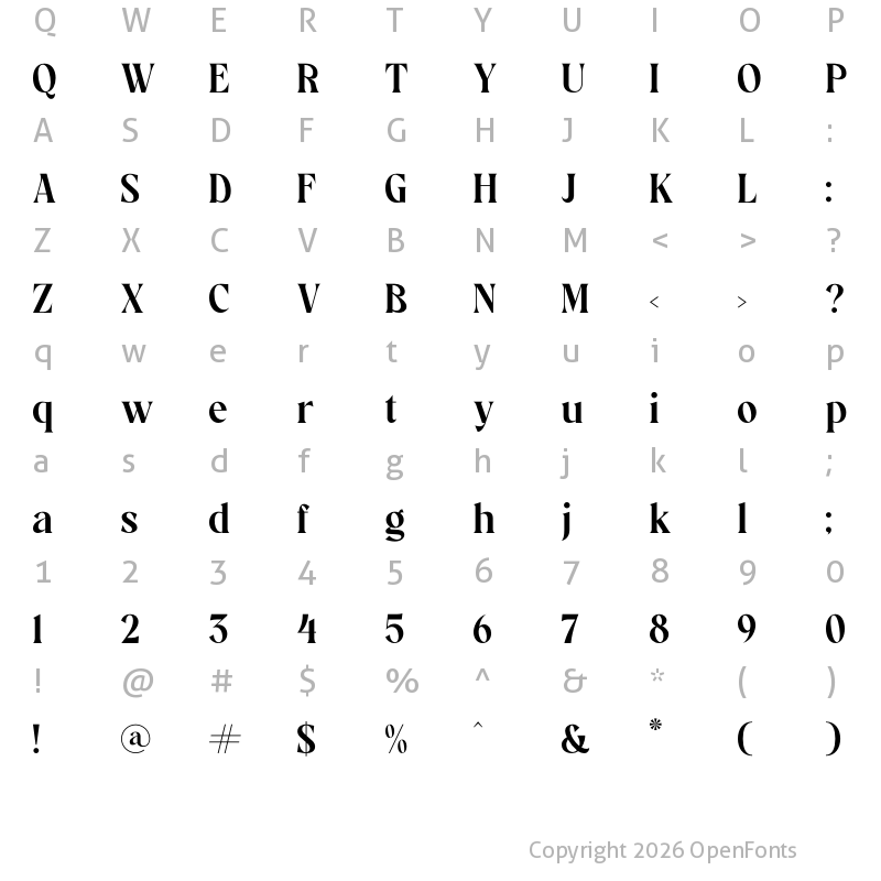 Character Map of Stanley Regular