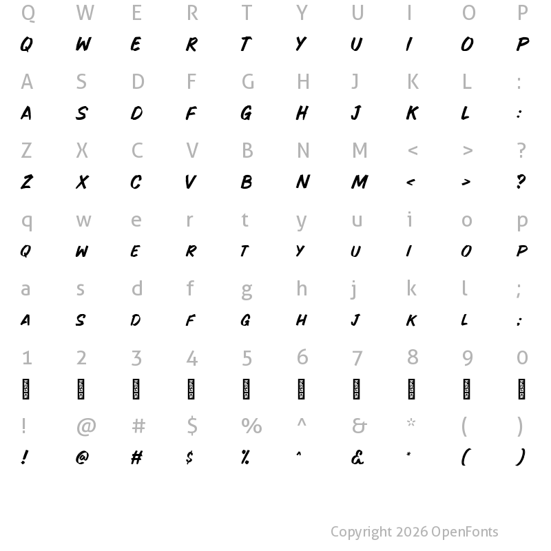 Character Map of Star Brush - Demo Version Regular