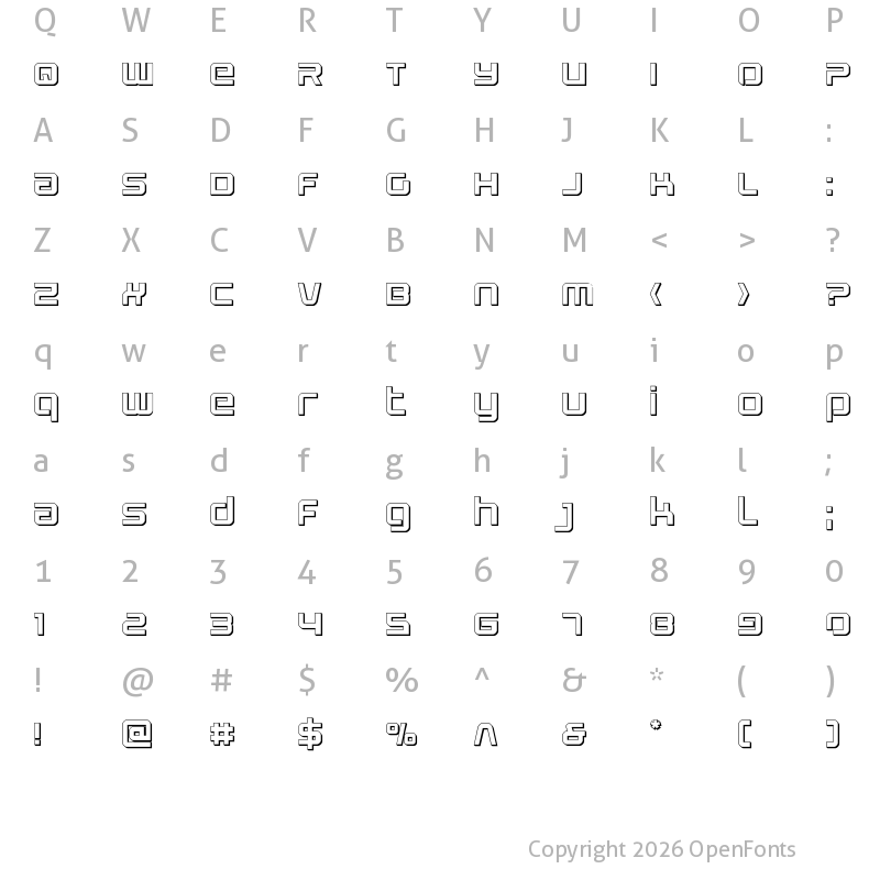 Character Map of Star Eagle 2 3D Regular