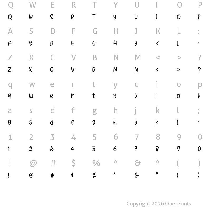 Character Map of Star Rantam Regular