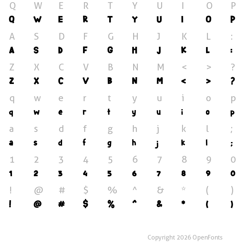 Character Map of Starlight Personal Regular