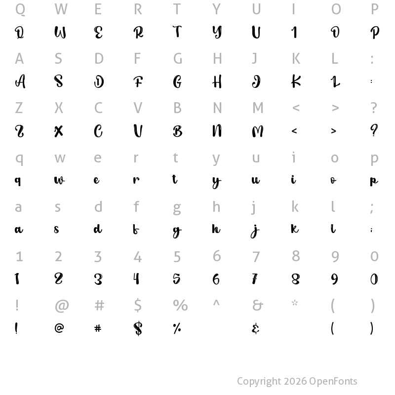 Character Map of Starlight - Personal Use Regular