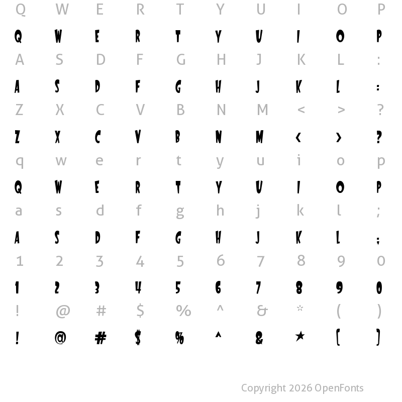 Character Map of StartlingFont Regular
