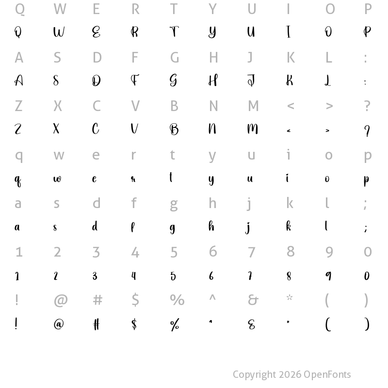 Character Map of Staunch Regular
