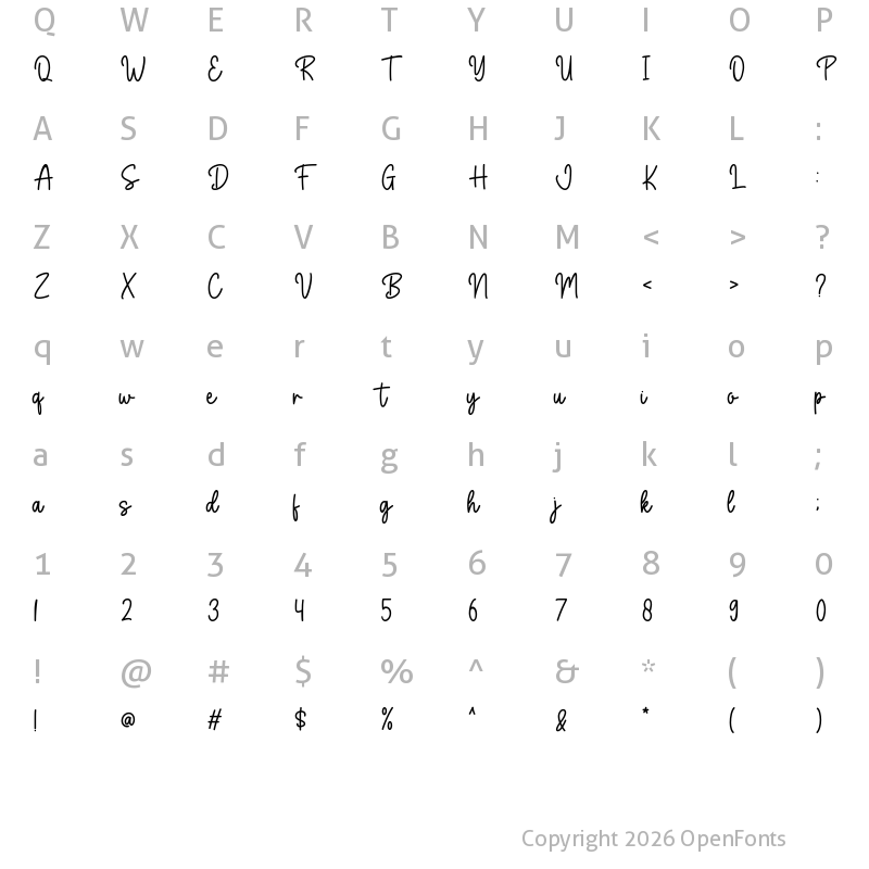 Character Map of Stay Gold Regular