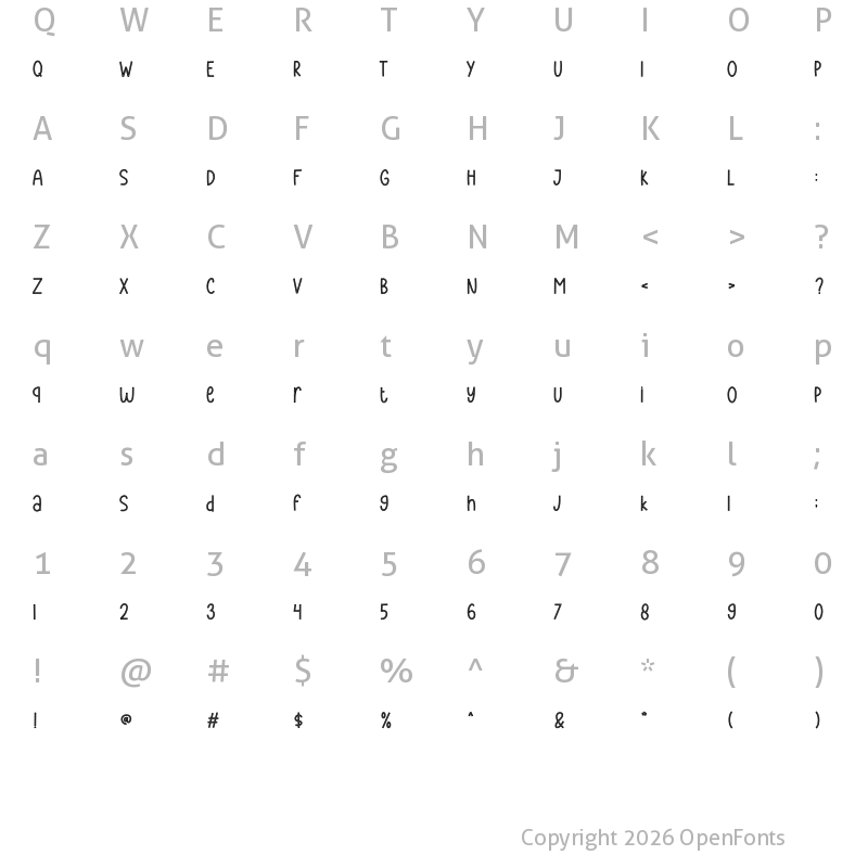 Character Map of Stay Kind Inline
