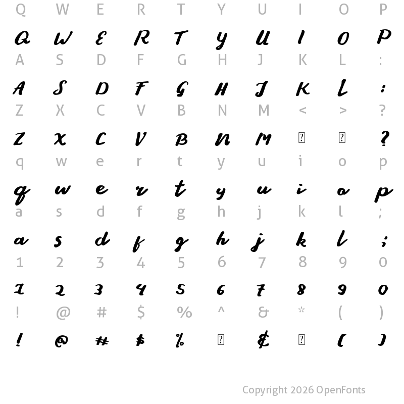 Character Map of Stay Young Font Regular