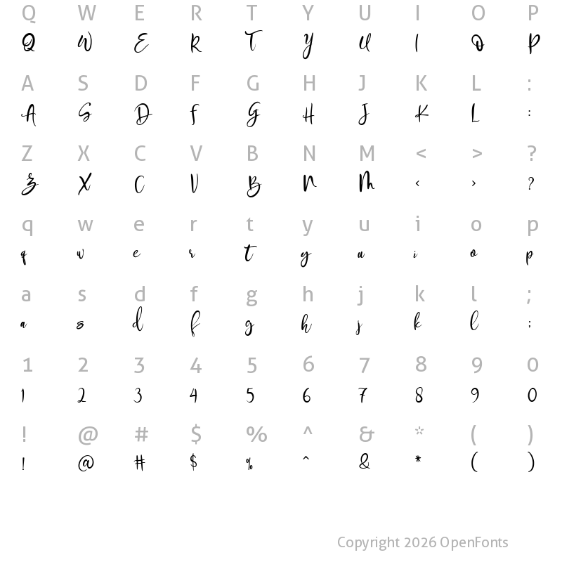 Character Map of Staycatoin Regular