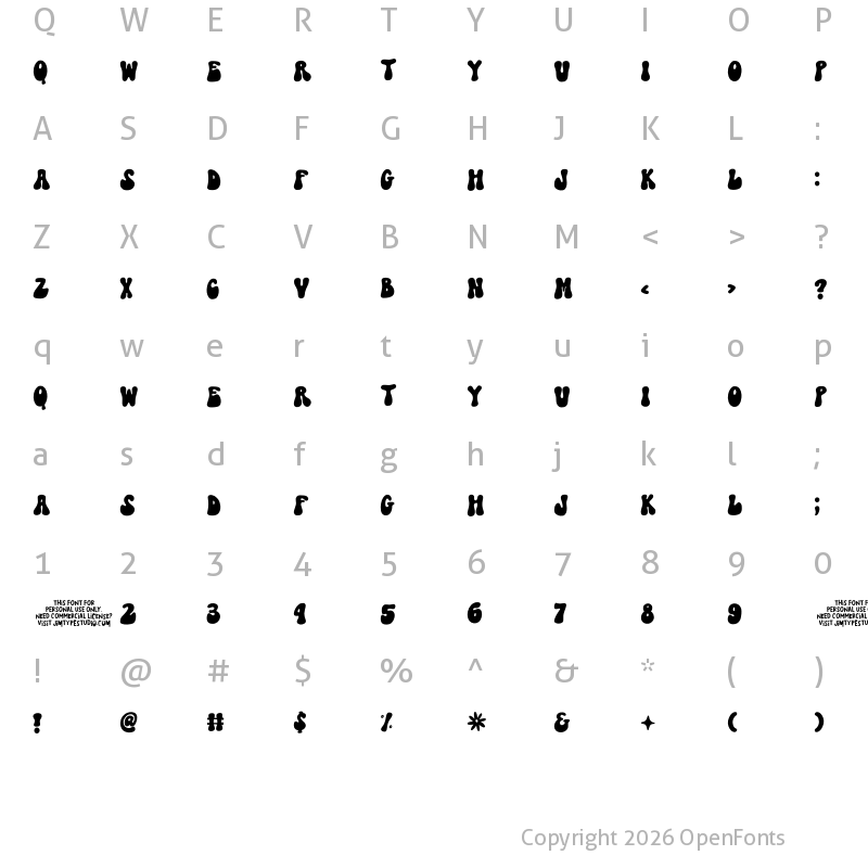 Character Map of StayVibes Regular
