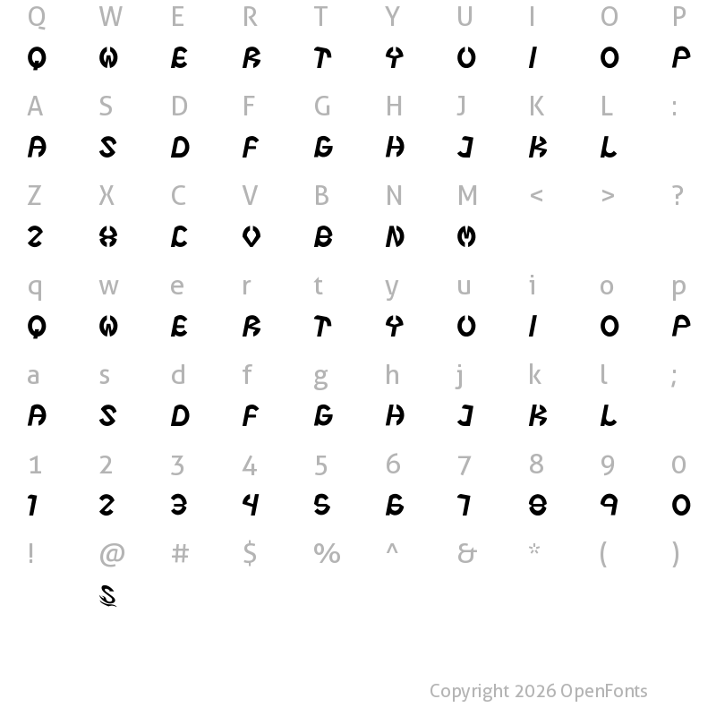 Character Map of Steel Boy__G Regular