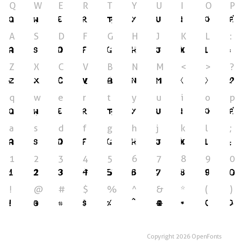Character Map of stencil pra vender c?co Regular