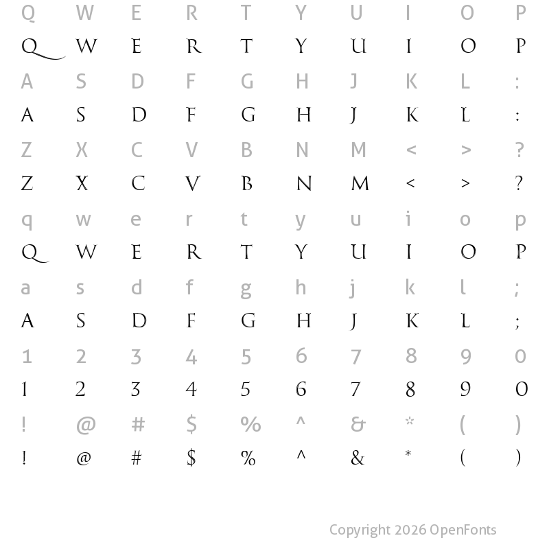 Character Map of StevensTitlingW01-BadgerBr Regular