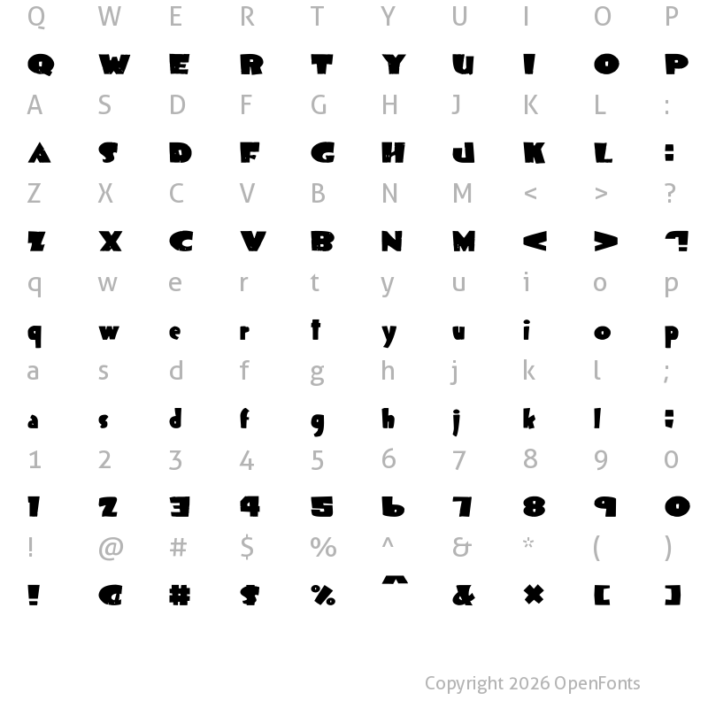 Character Map of Sticks and Stones Regular