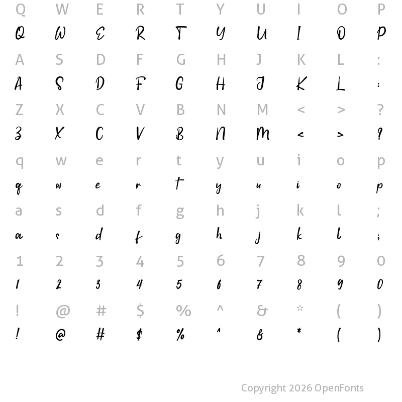 Character Map of Sticks Chocolate Regular