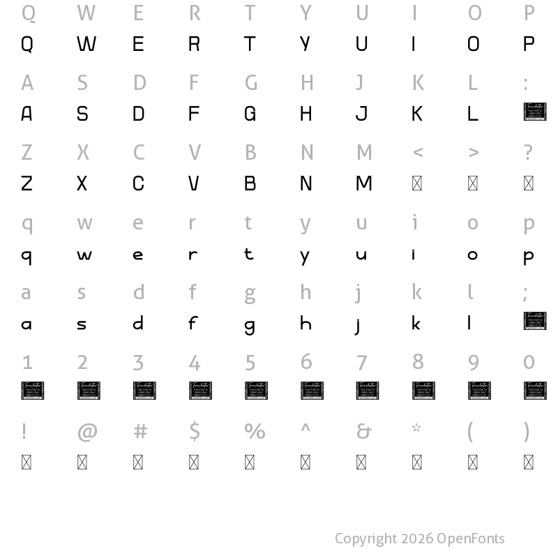 Character Map of Stigo Thin PERSONAL