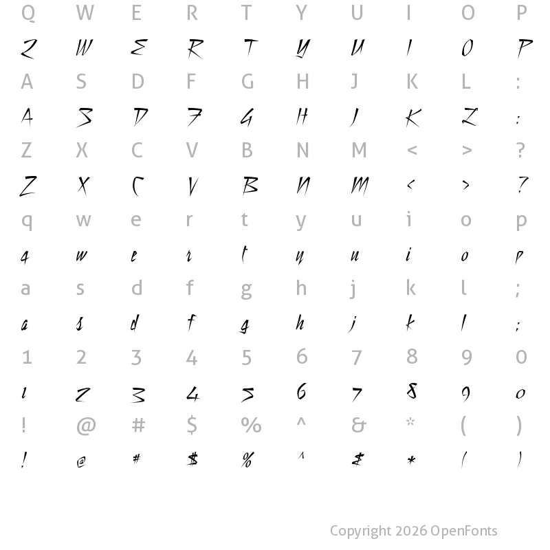 Character Map of Still Time Regular