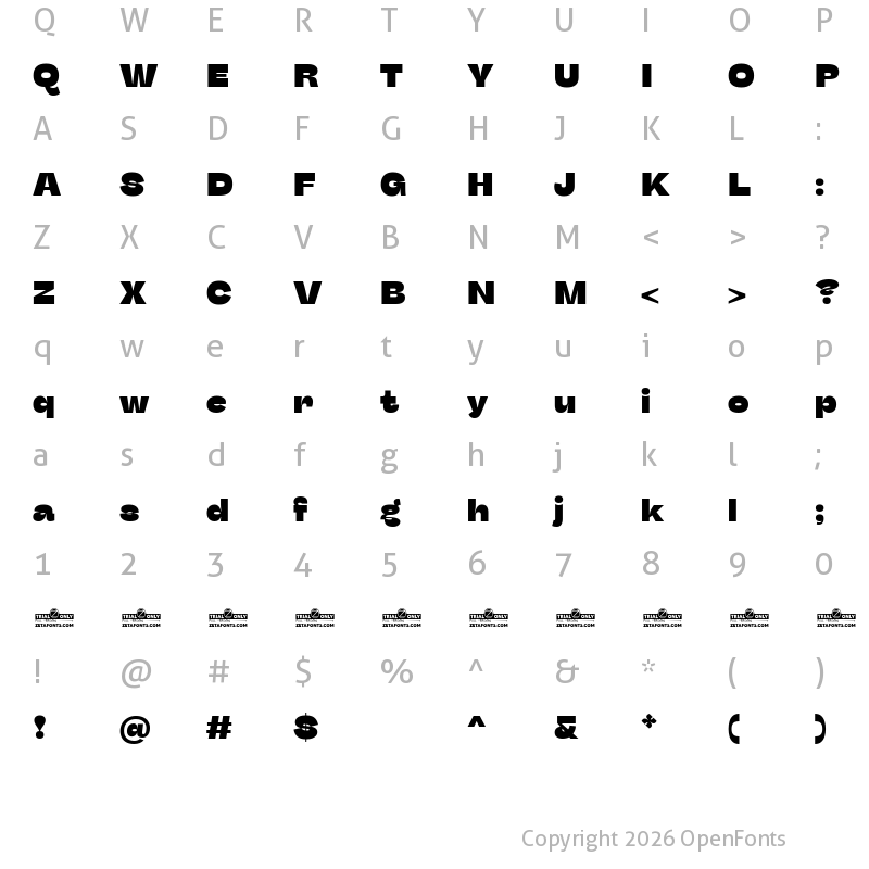 Character Map of Stinger Fit Trial Heavy