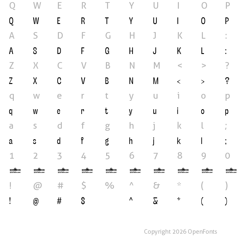 Character Map of Stinger Slim Trial Regular