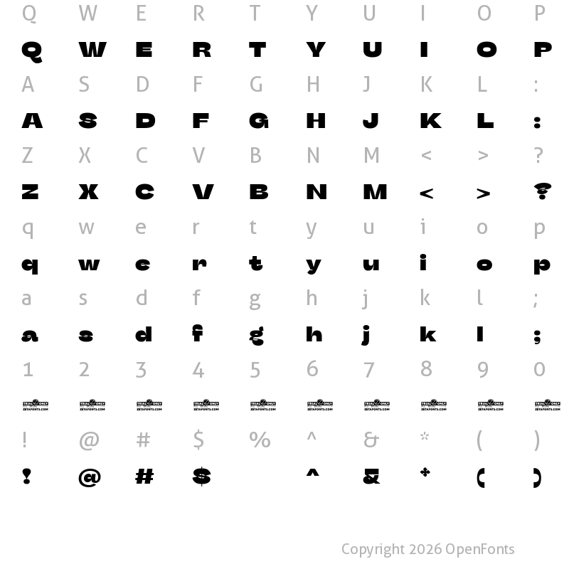 Character Map of Stinger Wide Trial Heavy