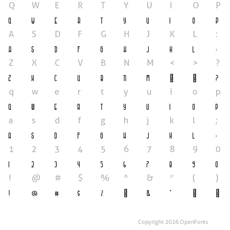 Character Map of Stockard Regular
