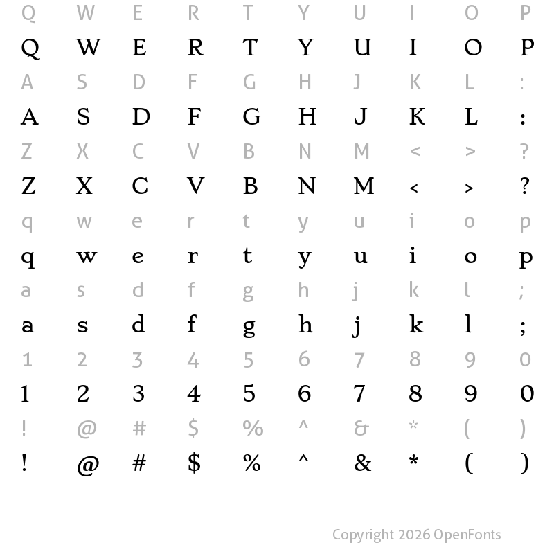 Character Map of Stoke Regular