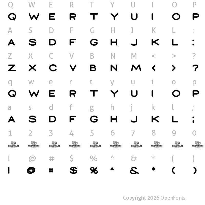 Character Map of Stormland PERSONAL USE ONLY Bold