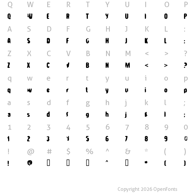 Character Map of Strange Brew Regular