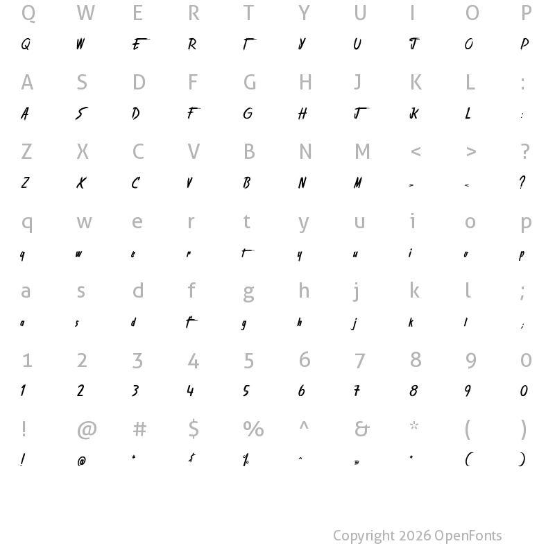 Character Map of Stranger back in the Night Regular
