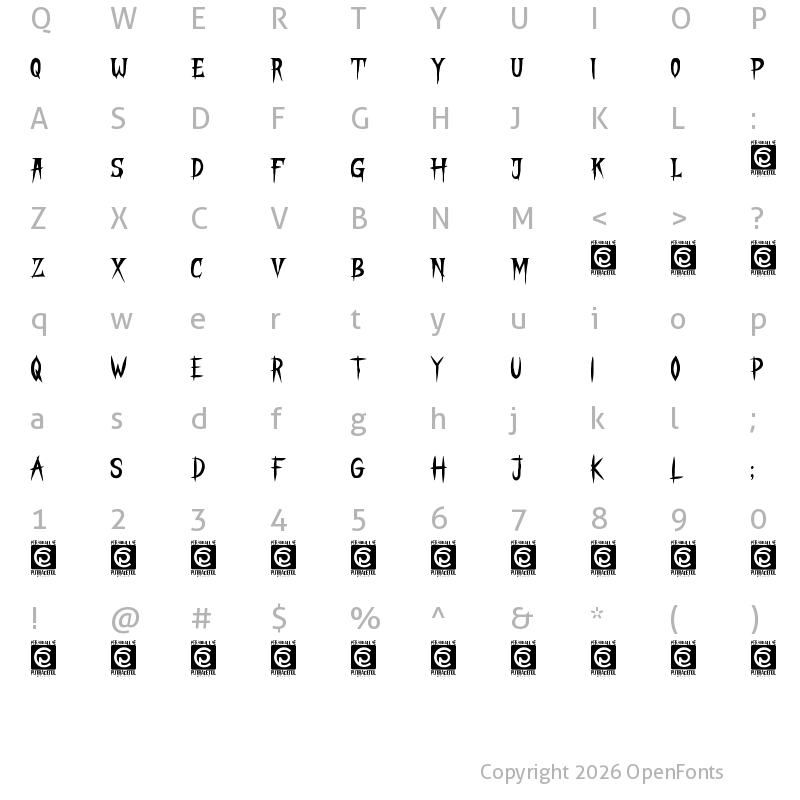 Character Map of STRANGER CREATURE Regular