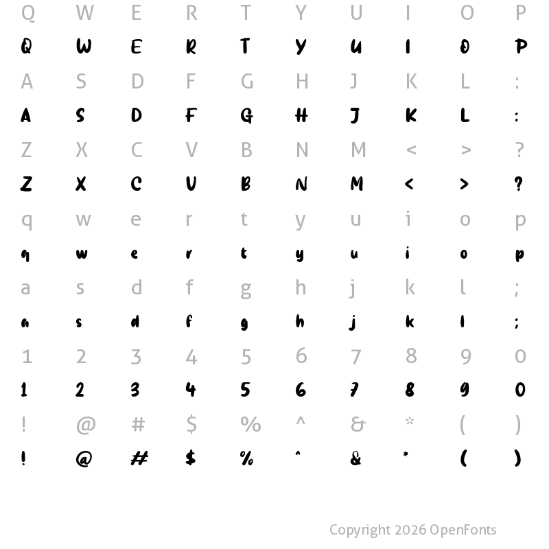 Character Map of Strawberry Cheesecuit Regular