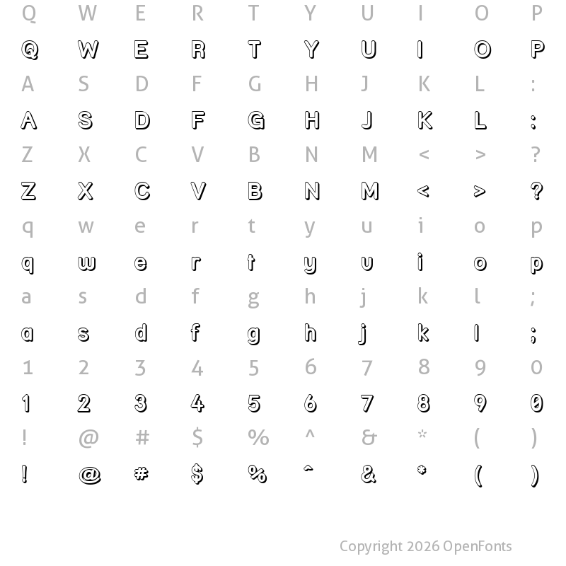 Character Map of Street Bold3D Reject Regular